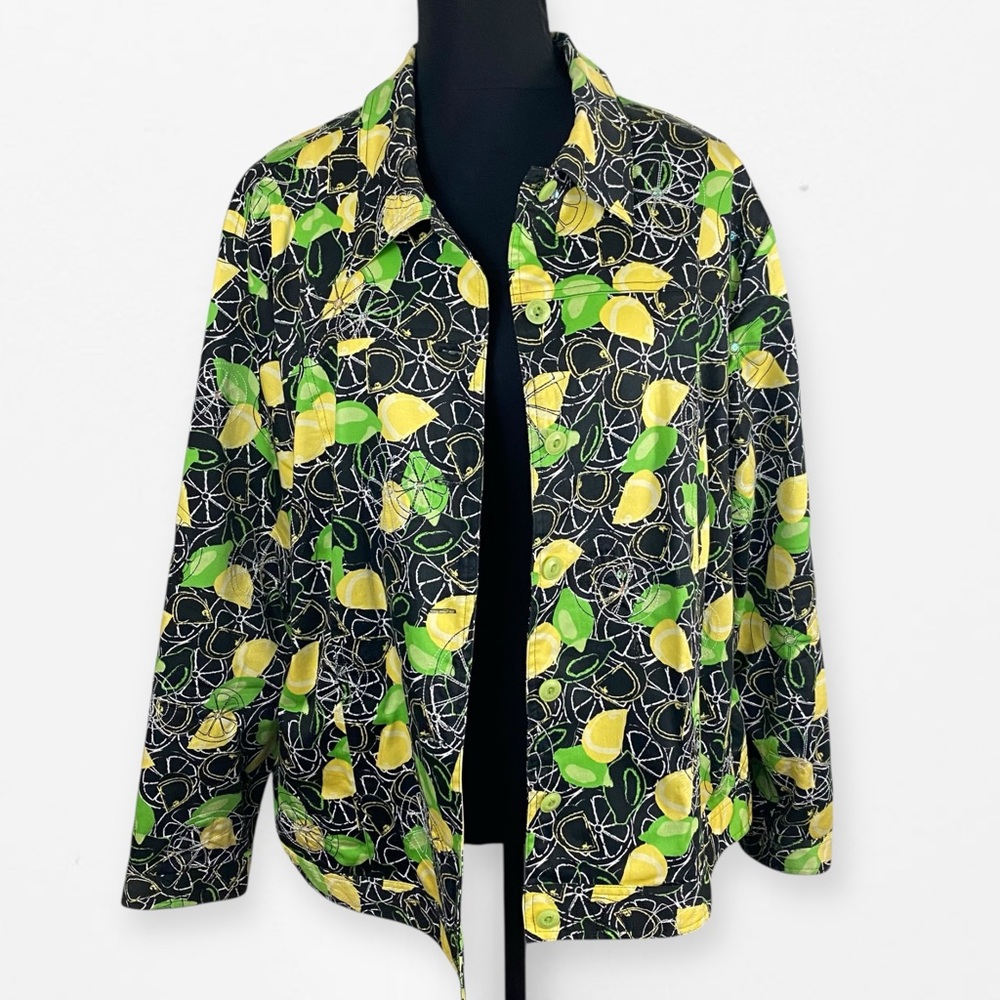 Laura Ashley fun Yellow Green Lemon Lime embellished spring Jacket coat 2X